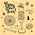 Vector new year drink sketch