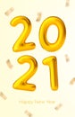 Vector new year golden ballons with number 2021