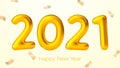 Vector new year golden ballons with number 2021