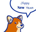 Vector new year greeeting card with corgi