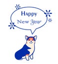 Vector new year greeeting card with corgi