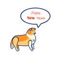 Vector new year greeeting card with sheltie