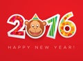 Vector New Year 2016 greeting card Royalty Free Stock Photo