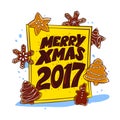 Vector New year and Merry Christmas congratulation design Royalty Free Stock Photo