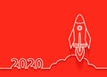 Vector 2020 new year rocket launch, Startup business idea concept