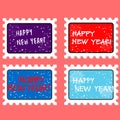 Vector new year stamp and postmark Royalty Free Stock Photo