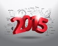 Vector new year 2015 three dimensional on drawing business Royalty Free Stock Photo