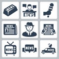Vector news and journalism icons set Royalty Free Stock Photo