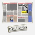 Vector daily newspaper template, tabloid, layout posting reportage