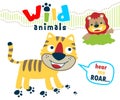 Vector of nice tiger with lion cartoon
