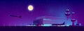 Vector night airport in ultraviolet colors, background Royalty Free Stock Photo