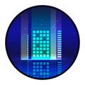 Vector night city illustration with neon glow and vivid colors. Royalty Free Stock Photo