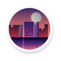 Vector night city with the moon in the sky illustration Royalty Free Stock Photo