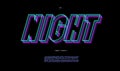 Vector night 3d line font neon style modern typography