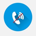 Vector No handset icon on blue background. Flat image no phone w
