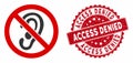 No Listen Icon with Textured Access Denied Seal