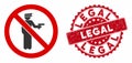 No Police Gun Icon with Scratched Legal Stamp