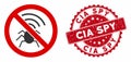 No Radio Bugs Icon with Textured CIA Spy Stamp