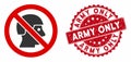 No Soldiers Icon with Scratched Army Only Stamp