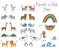 Vector Noah`s Ark Set with animals Royalty Free Stock Photo