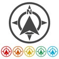 Vector north direction compass icon, 6 Colors Included Royalty Free Stock Photo