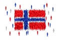 Vector Norway state flag formed by crowd of cartoon people