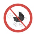 Vector not allowed sign on white background with red circle.  Illustration can use in cafe, restaurant Royalty Free Stock Photo