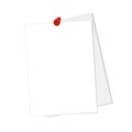 Vector Note Paper with pin on white background Royalty Free Stock Photo