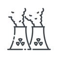 Vector nuclear power plant line icon isolated