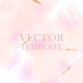 Vector Nude rose brush strokes with golden sparkles pattern, luxury outline decoration