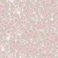 Vector nude simple flowers seamless pattern print background.