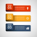 Vector number banners template for infographics. 3 steps business concept