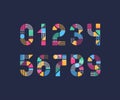 Vector numerals. Set of color geometry shapes` figures and numbers