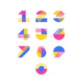 Vector numerals. simple color geometry figures and numbers Royalty Free Stock Photo