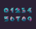 Vector numerals. Set of simple color geometry figures and numbers