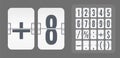 Vector Numeric template for time design. Flip scoreboard with number and symbol for white countdown timer or alarm watch