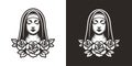 Vector nun tattoo with rose flower
