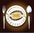 Vector of Nutrition facts Fried Mackerel