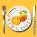 Vector of Nutrition Facts Serving Size 1 Orange Fruit Royalty Free Stock Photo