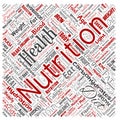 Vector nutrition health diet square red word cloud Royalty Free Stock Photo