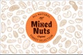 Vector nuts label, nut kernels and shells icons Royalty Free Stock Photo