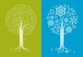 Vector oak tree in different seasons Royalty Free Stock Photo