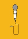 Vector Object music accessory microphone. Black line and white on yellow background Royalty Free Stock Photo