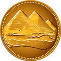 vector obverse Egyptian money gold coin pyramids Royalty Free Stock Photo