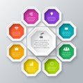 Vector octagon element for infographic. Royalty Free Stock Photo