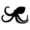 Vector octopus black silhouette isolated on white Royalty Free Stock Photo