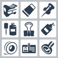 Vector office stationery icons set