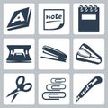 Vector office stationery icons set Royalty Free Stock Photo