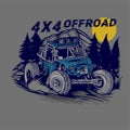 Vector offroad adventure car graphic illustration. 4x4 adventure