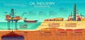 Vector oil industry infographics Offshore platform Royalty Free Stock Photo